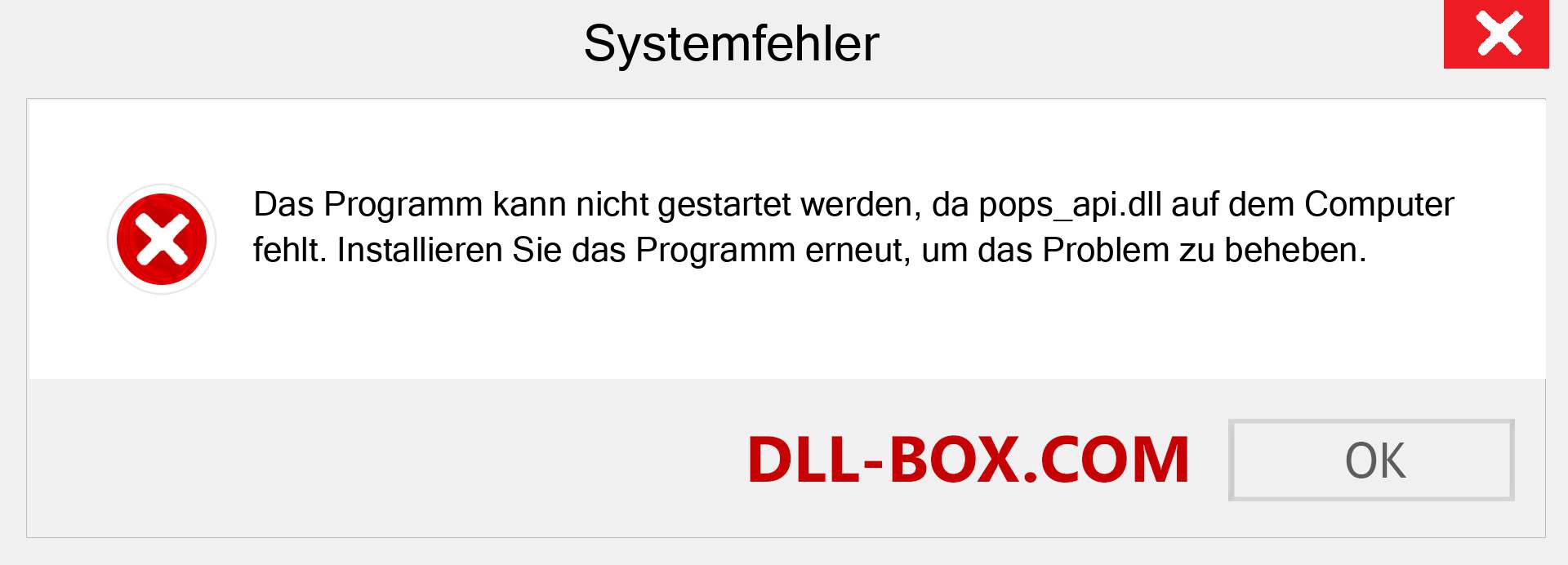 pops_api.dll-Datei fehlt?. Download für Windows 7, 8, 10 - Fix pops_api dll Missing Error unter Windows, Fotos, Bildern