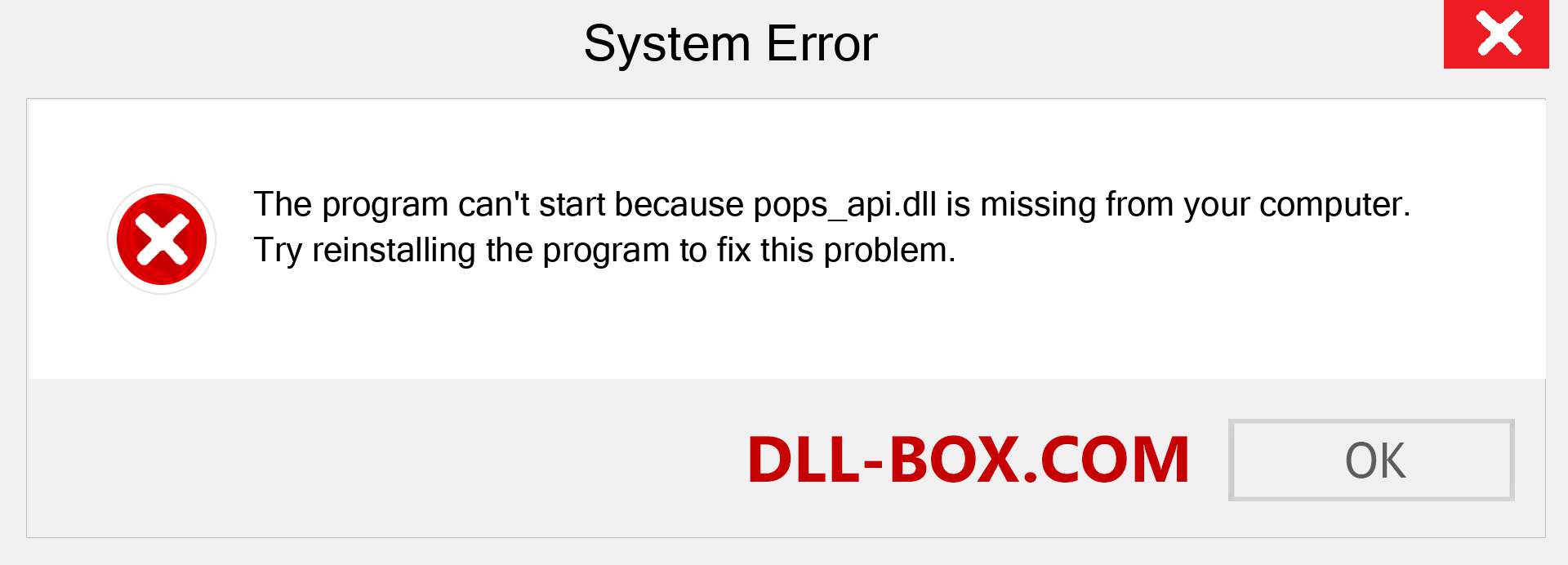 pops_api.dll file is missing?. Download for Windows 7, 8, 10 - Fix  pops_api dll Missing Error on Windows, photos, images